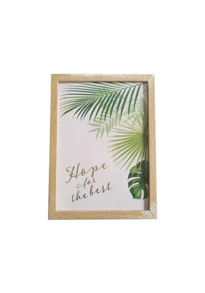 DAISO Wood Frame Interior Poster - 'Hope For The Best' Quote Print - Minimalist Wall Art - Image 1